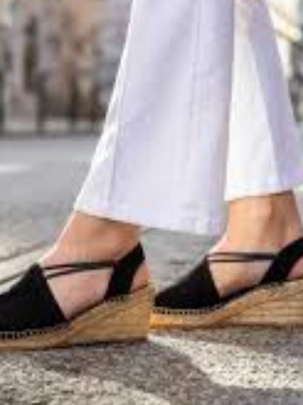 VERBENAS Maika Black Espadrille Slingback Wedge Pleated Jute Spain 41